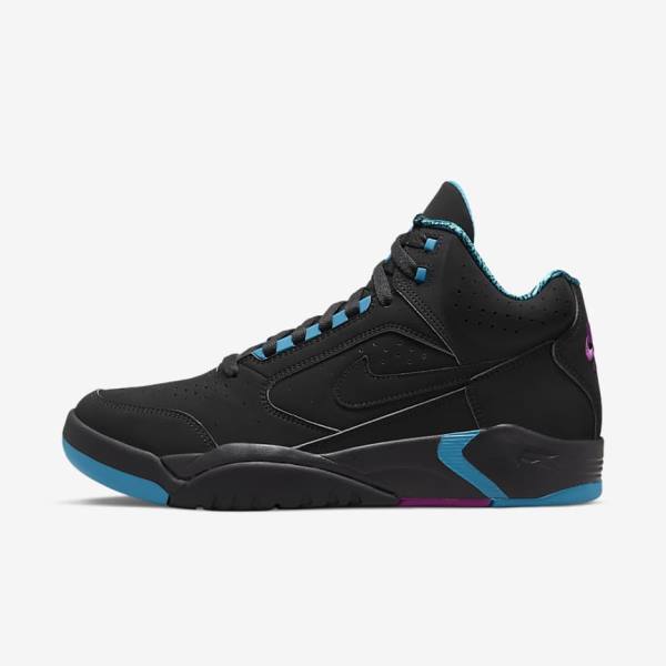 Men\'s Nike Air Flight Lite Mid Sneakers Black / Turquoise / Red Purple / Black | NK841LFA