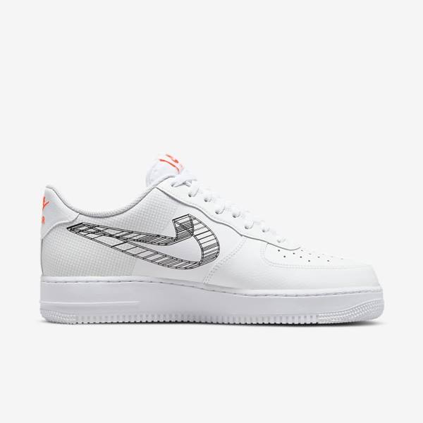 Men's Nike Air Force 1 07 Sneakers White / Orange / Platinum / Black | NK978RIF