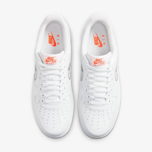 Men's Nike Air Force 1 07 Sneakers White / Orange / Platinum / Black | NK978RIF