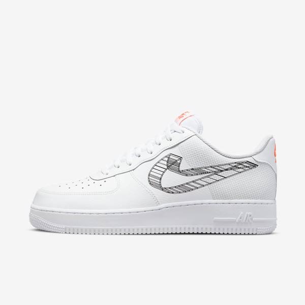 Men\'s Nike Air Force 1 07 Sneakers White / Orange / Platinum / Black | NK978RIF