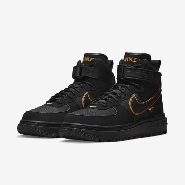 Men's Nike Air Force 1 Boot Sneakers Black / Brown / Gold | NK712EAN