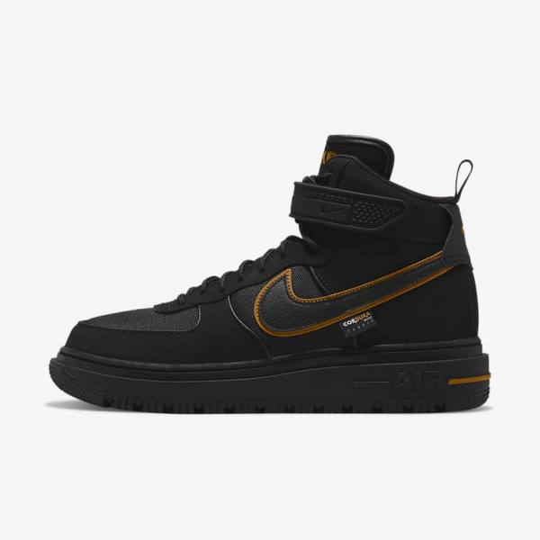 Men\'s Nike Air Force 1 Boot Sneakers Black / Brown / Gold | NK712EAN