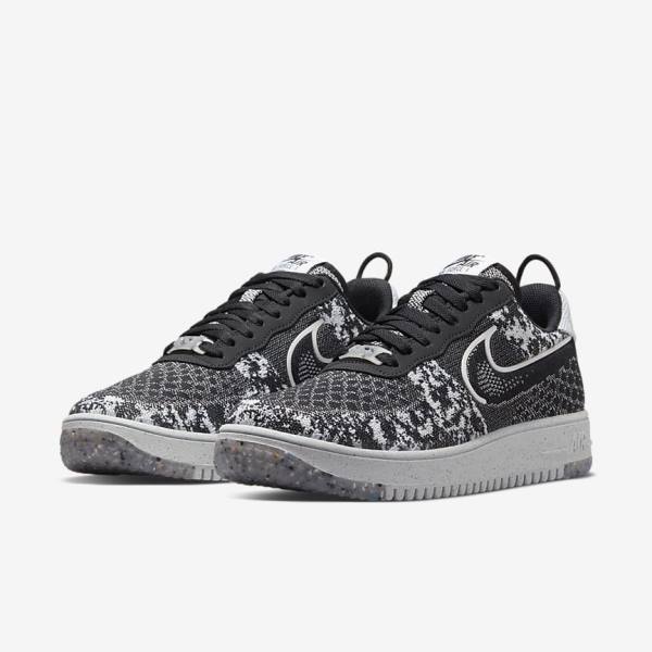 Men's Nike Air Force 1 Crater Flyknit Next Nature Sneakers Black / White / Platinum / Black | NK540WSQ