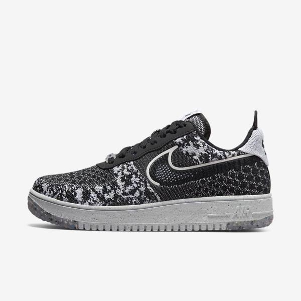 Men\'s Nike Air Force 1 Crater Flyknit Next Nature Sneakers Black / White / Platinum / Black | NK540WSQ