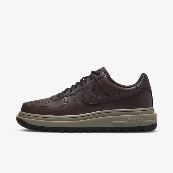 Men\'s Nike Air Force 1 Luxe Sneakers Brown / Black / Dark Brown | NK684VMK