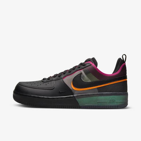 Men\'s Nike Air Force 1 React Sneakers Black / Orange / Pink / Black | NK087DSH