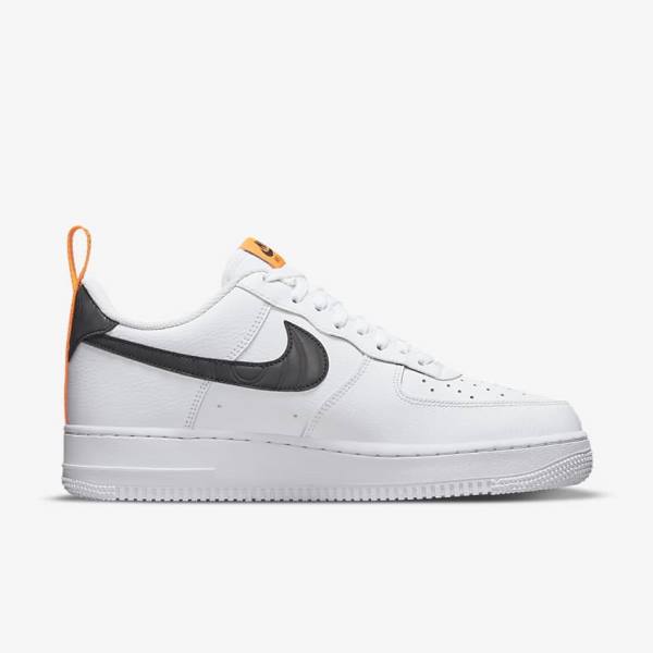 Men's Nike Air Force 1 Sneakers White / Orange / Silver / Black | NK541NBH