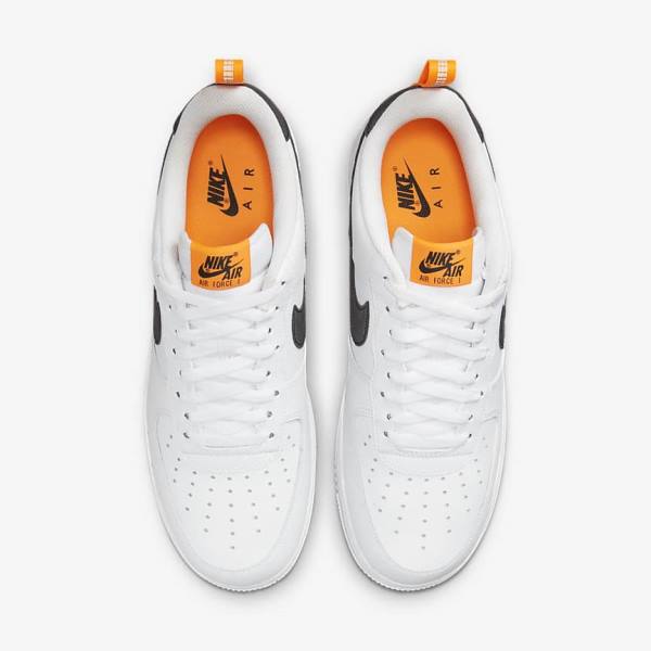 Men's Nike Air Force 1 Sneakers White / Orange / Silver / Black | NK541NBH