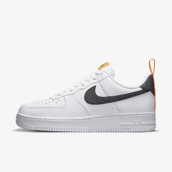 Men\'s Nike Air Force 1 Sneakers White / Orange / Silver / Black | NK541NBH