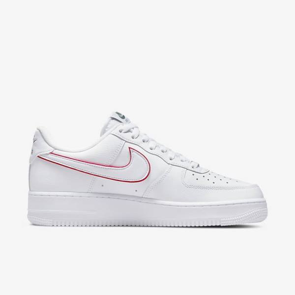 Men's Nike Air Force 1 Sneakers White / Green / Metal Silver / Red | NK760JTO