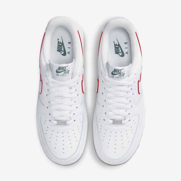 Men's Nike Air Force 1 Sneakers White / Green / Metal Silver / Red | NK760JTO