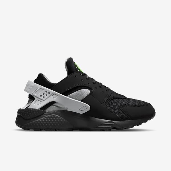 Men's Nike Air Huarache Sneakers Black / Metal Silver / Silver / Green | NK920DOQ