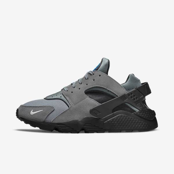 Men\'s Nike Air Huarache Sneakers Grey / Light Blue / Black / Metal Silver | NK893VIX