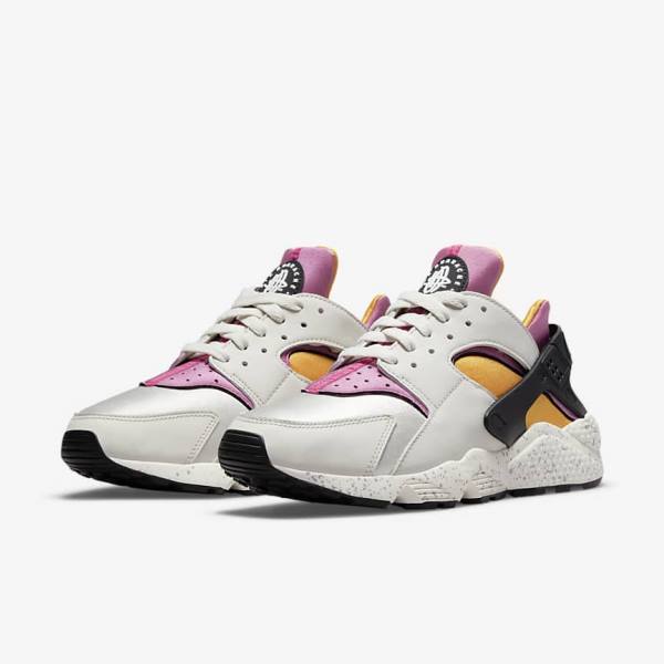 Men's Nike Air Huarache Sneakers Light Beige / Gold / Black / Pink | NK476YOK