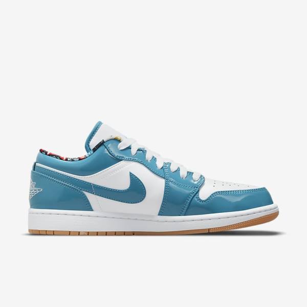 Men's Nike Air Jordan 1 Low SE Sneakers Turquoise / White / Navy / Turquoise | NK961RTJ