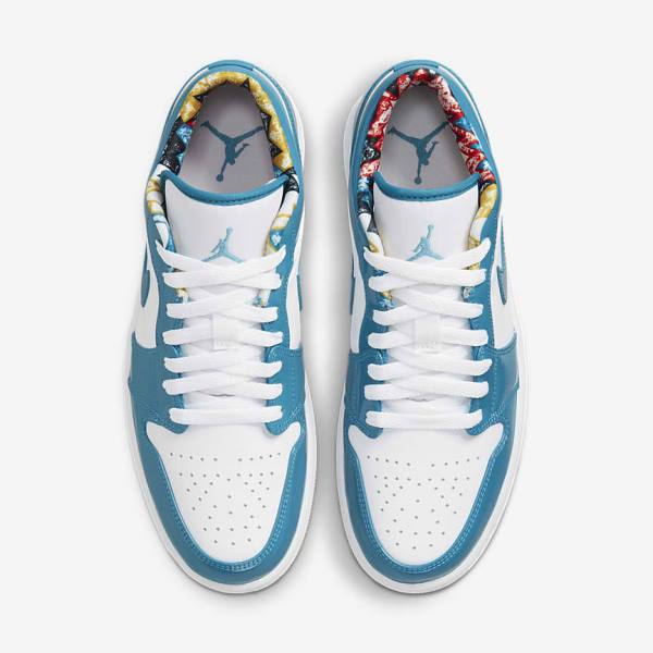 Men's Nike Air Jordan 1 Low SE Sneakers Turquoise / White / Navy / Turquoise | NK961RTJ