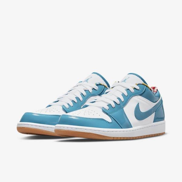 Men's Nike Air Jordan 1 Low SE Sneakers Turquoise / White / Navy / Turquoise | NK961RTJ