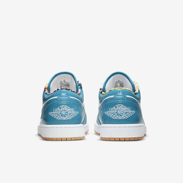 Men's Nike Air Jordan 1 Low SE Sneakers Turquoise / White / Navy / Turquoise | NK961RTJ