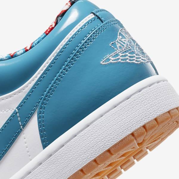 Men's Nike Air Jordan 1 Low SE Sneakers Turquoise / White / Navy / Turquoise | NK961RTJ