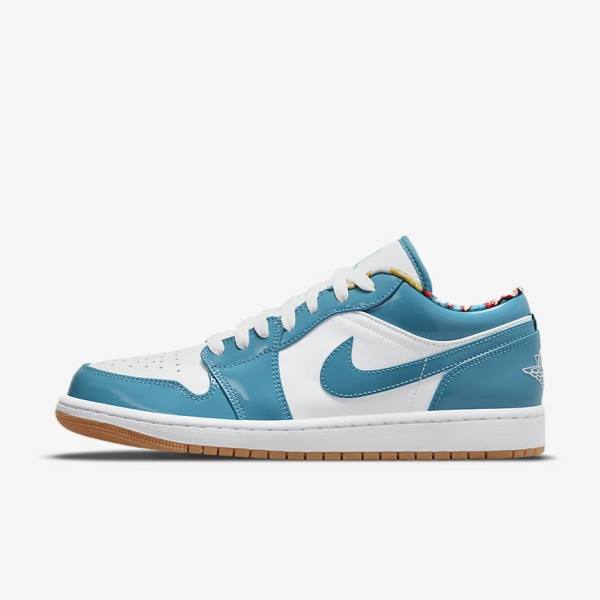 Men\'s Nike Air Jordan 1 Low SE Sneakers Turquoise / White / Navy / Turquoise | NK961RTJ