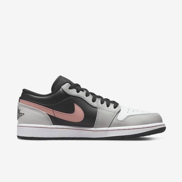 Men's Nike Air Jordan 1 Low Sneakers Black / Grey / White / Coral | NK827QNB