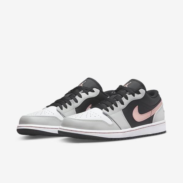 Men's Nike Air Jordan 1 Low Sneakers Black / Grey / White / Coral | NK827QNB