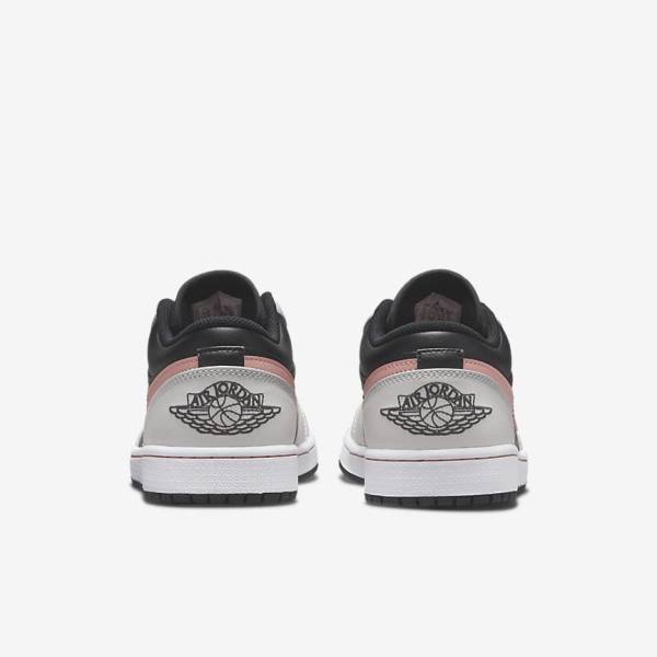 Men's Nike Air Jordan 1 Low Sneakers Black / Grey / White / Coral | NK827QNB