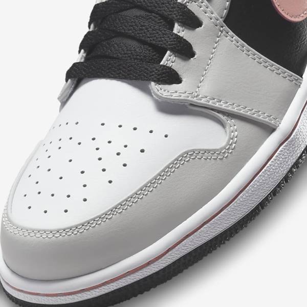 Men's Nike Air Jordan 1 Low Sneakers Black / Grey / White / Coral | NK827QNB