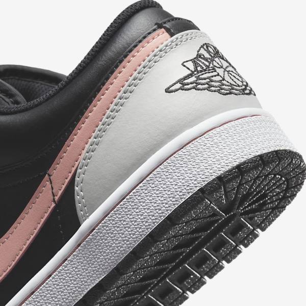 Men's Nike Air Jordan 1 Low Sneakers Black / Grey / White / Coral | NK827QNB