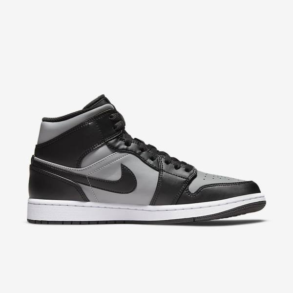 Men's Nike Air Jordan 1 Mid Sneakers Black / Grey / White / Red | NK657GAQ