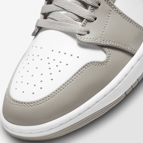 Men's Nike Air Jordan 1 Mid Sneakers Grey / White / Light Beige | NK604IRV