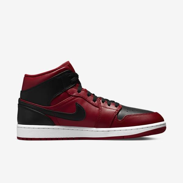 Men's Nike Air Jordan 1 Mid Sneakers Red / White / Black | NK457RPS