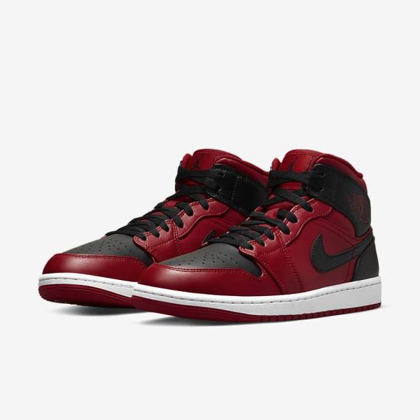 Men's Nike Air Jordan 1 Mid Sneakers Red / White / Black | NK457RPS