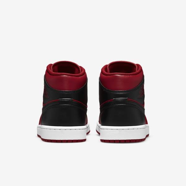 Men's Nike Air Jordan 1 Mid Sneakers Red / White / Black | NK457RPS