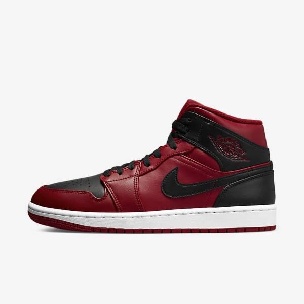 Men\'s Nike Air Jordan 1 Mid Sneakers Red / White / Black | NK457RPS