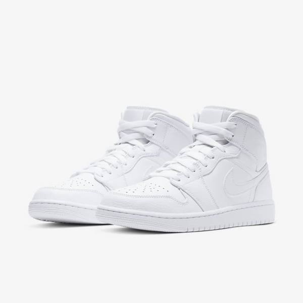 Men's Nike Air Jordan 1 Mid Sneakers White | NK938MVI