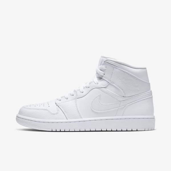 Men\'s Nike Air Jordan 1 Mid Sneakers White | NK938MVI