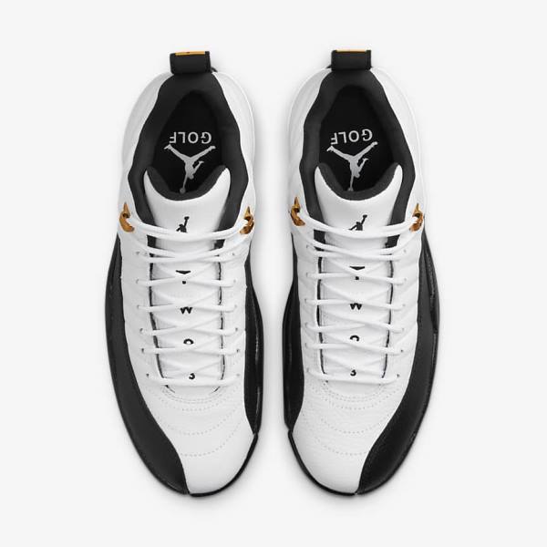 Men's Nike Air Jordan XII Low Golf Shoes White / Metal Gold / Black | NK497TCH