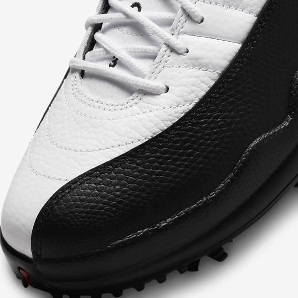 Men's Nike Air Jordan XII Low Golf Shoes White / Metal Gold / Black | NK497TCH