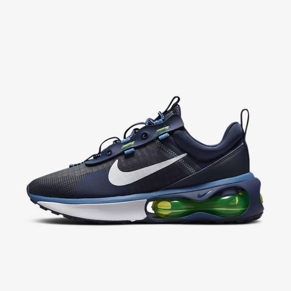 Men\'s Nike Air Max 2021 Sneakers Obsidian / Light Green / Blue / White | NK348IYN