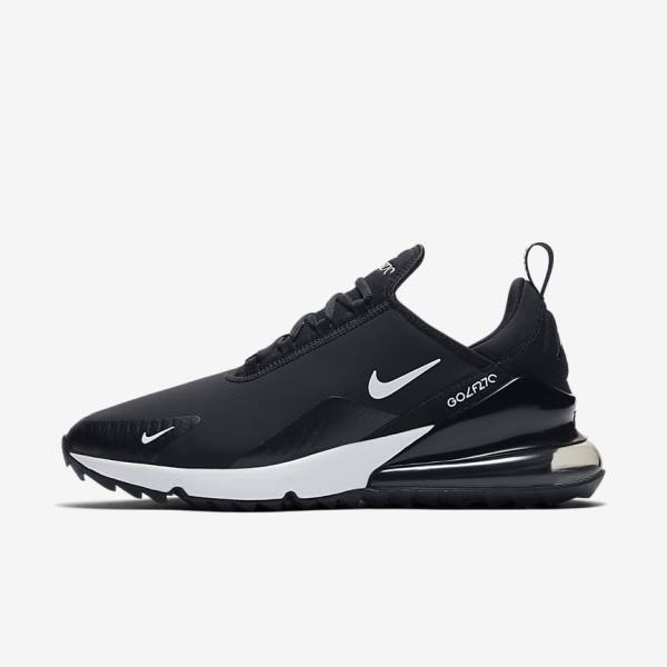 Men\'s Nike Air Max 270 G Golf Shoes Black / White | NK423TBF