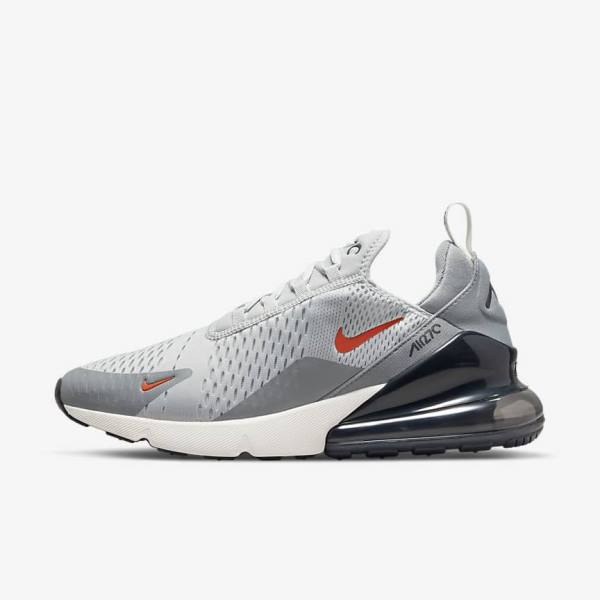 Men\'s Nike Air Max 270 Sneakers Grey / Orange | NK452PZT