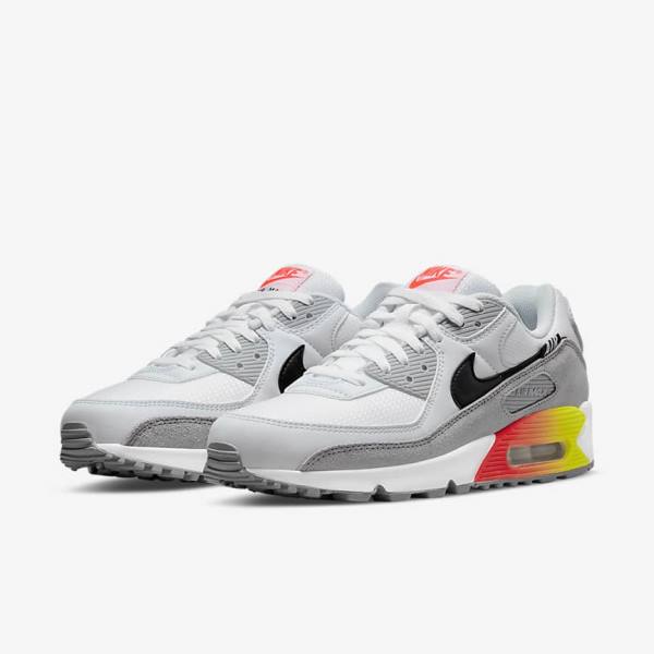 Men's Nike Air Max 90 Air Max Month Sneakers Grey / Light Red / Black | NK561ZGS