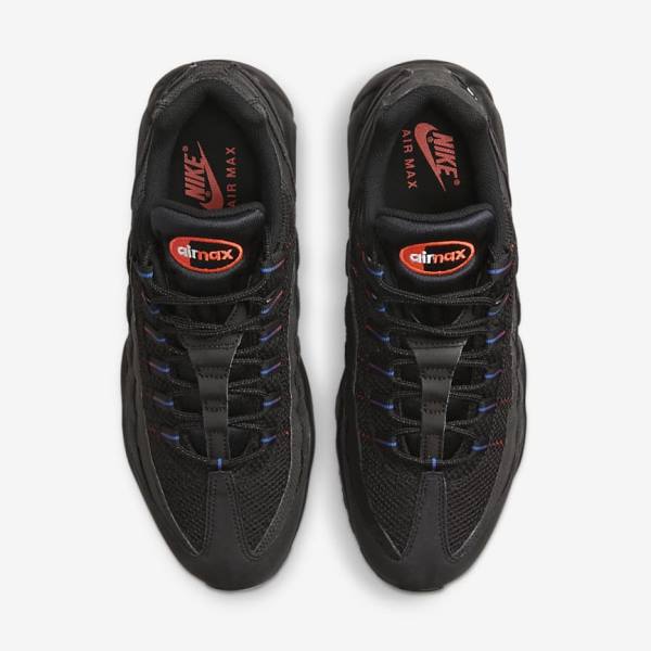 Men's Nike Air Max 95 Sneakers Black / Blue / Light Red | NK245KZH