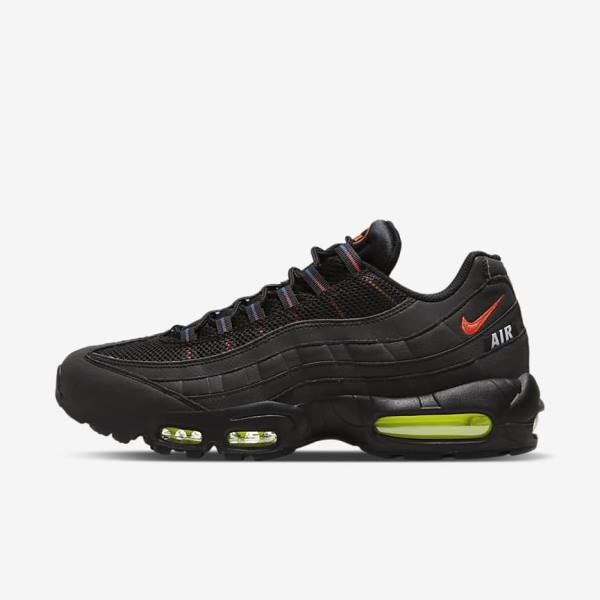 Men\'s Nike Air Max 95 Sneakers Black / Blue / Light Red | NK245KZH