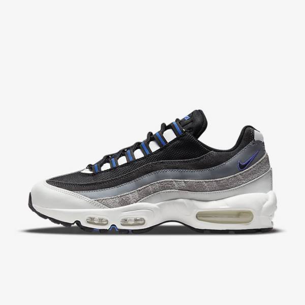 Men\'s Nike Air Max 95 Sneakers Black / Dark Grey / Blue | NK049HTO