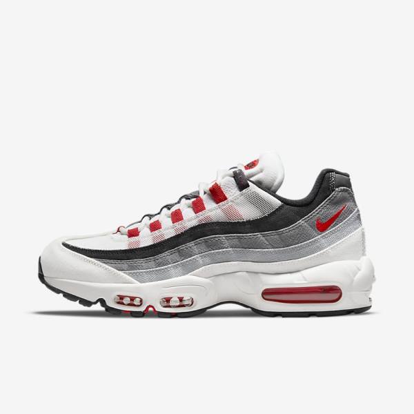 Men\'s Nike Air Max 95 Sneakers White / Light Grey / Red | NK918IPV