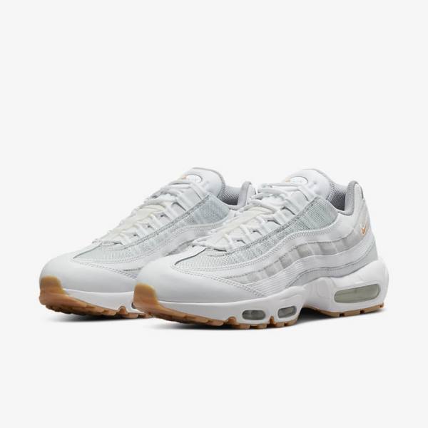 Men's Nike Air Max 95 Sneakers White / Platinum / Grey / Yellow | NK420MGC