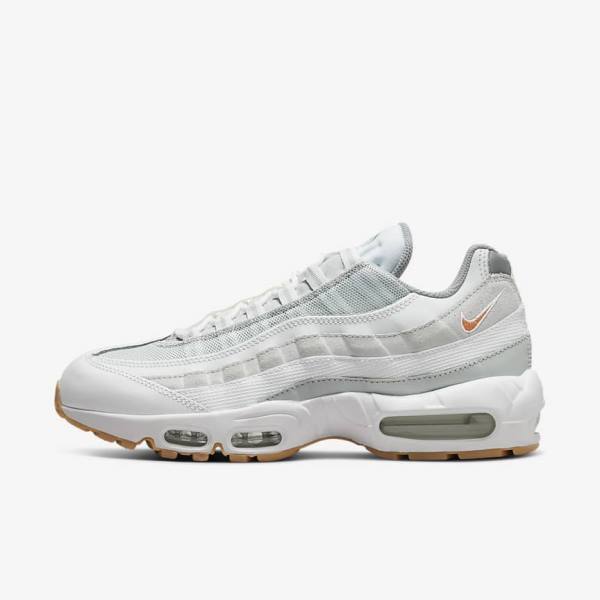 Men\'s Nike Air Max 95 Sneakers White / Platinum / Grey / Yellow | NK420MGC