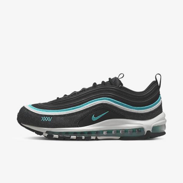 Men\'s Nike Air Max 97 SE Sneakers Black / White / Turquoise | NK156CGY